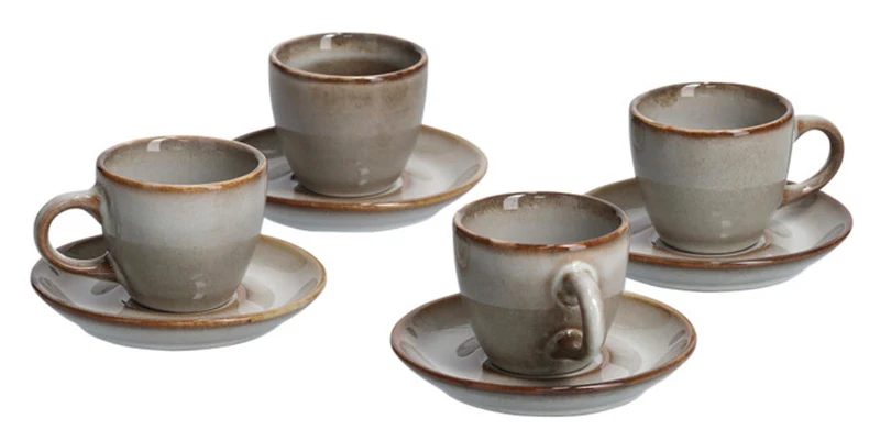 ZELLER PRESENT Espressotassen-Set Keramik beige 8-teilig