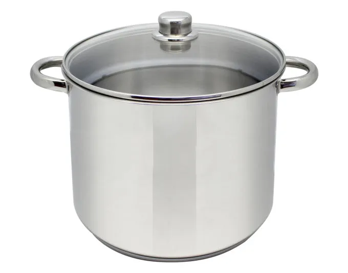ELO Grossraum-Kochtopf Basic 10 l Edelstahl mit Volumenskala und Glasdeckel ø 24x22 cm